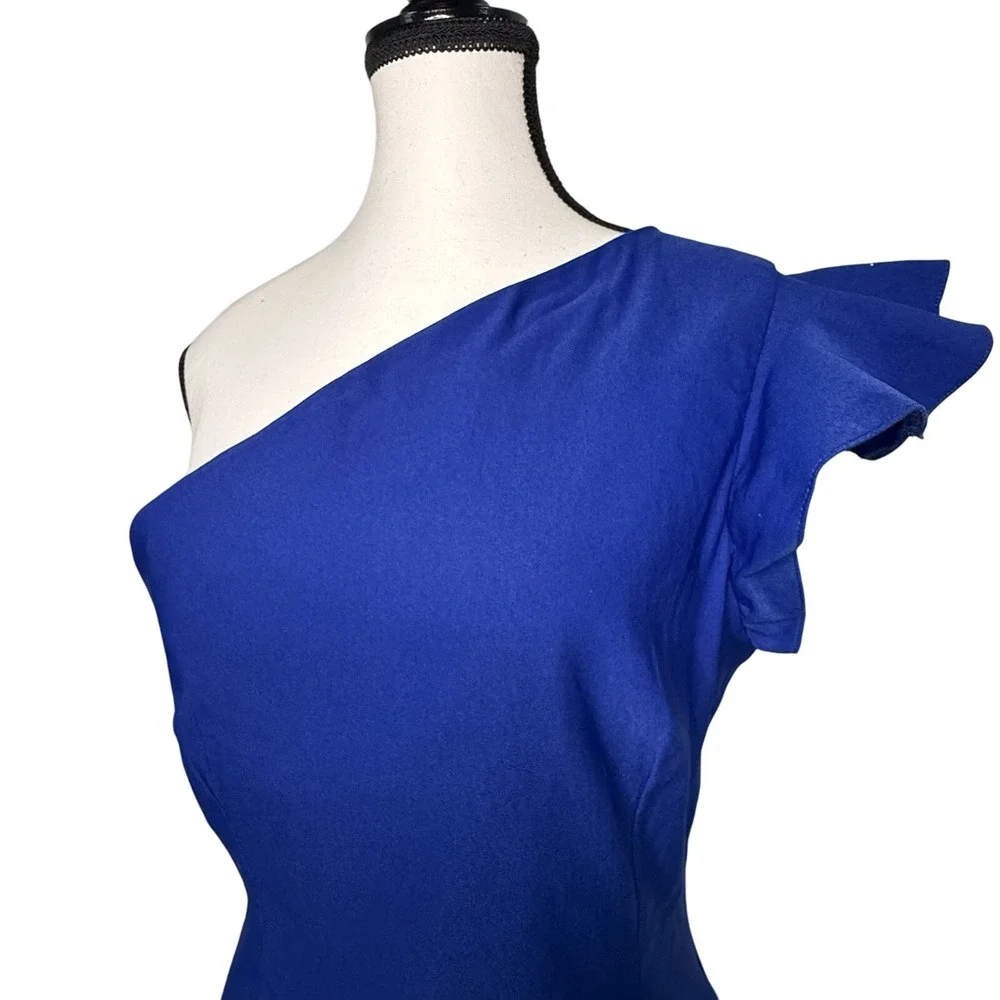 ASOS Vesper Bodycon One Shoulder‎ Ruffle Hem Dress Size 12/14 Party Holiday